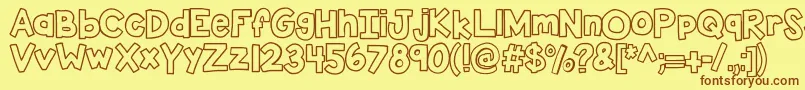 Kbsticktoit Font – Brown Fonts on Yellow Background