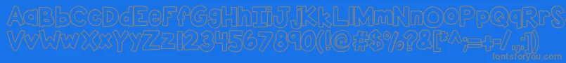 Kbsticktoit-Schriftart – Graue Schriften auf blauem Hintergrund