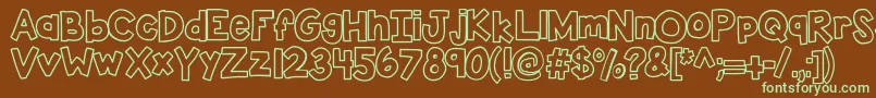 Więcej informacji o czcionce Kbsticktoit Czcionka Kbsticktoit – zielone czcionki na brązowym tle