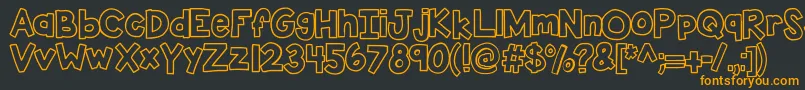 Kbsticktoit-fontti – oranssit fontit mustalla taustalla