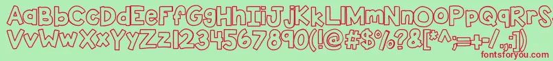 フォントKbsticktoit – 赤い文字の緑の背景
