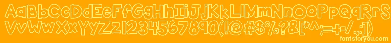 Kbsticktoit-Schriftart – Gelbe Schriften auf orangefarbenem Hintergrund