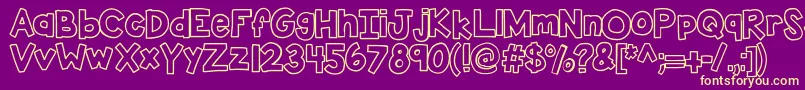 フォントKbsticktoit – 紫の背景に黄色のフォント