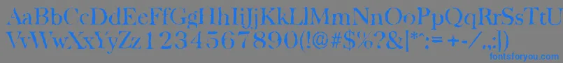 BaskervillerandomRegular-Schriftart – Blaue Schriften auf grauem Hintergrund