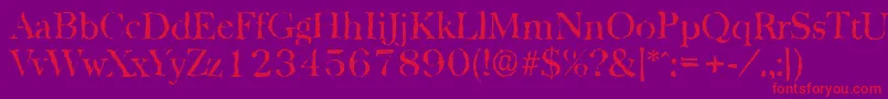 BaskervillerandomRegular-Schriftart – Rote Schriften auf violettem Hintergrund
