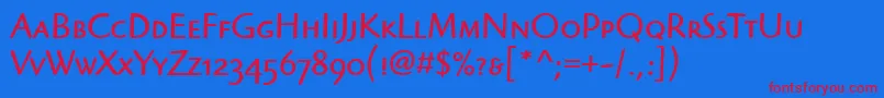 HighlanderScItcTtBook Font – Red Fonts on Blue Background