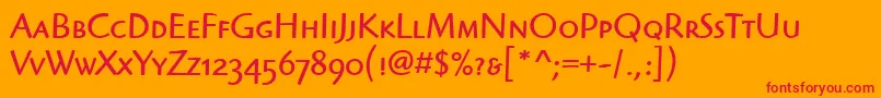 HighlanderScItcTtBook Font – Red Fonts on Orange Background