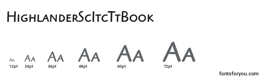 HighlanderScItcTtBook Font Sizes