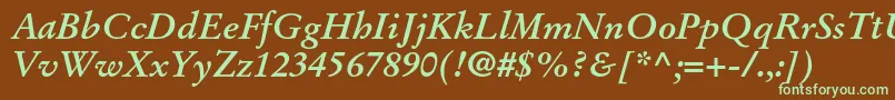 StempelgaramondltstdBoldit-fontti – vihreät fontit ruskealla taustalla