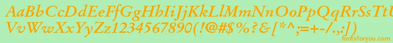 StempelgaramondltstdBoldit Font – Orange Fonts on Green Background