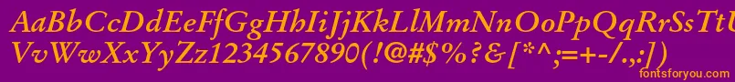 StempelgaramondltstdBoldit Font – Orange Fonts on Purple Background