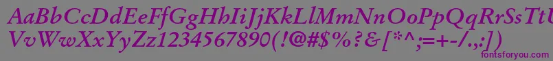 StempelgaramondltstdBoldit-Schriftart – Violette Schriften auf grauem Hintergrund