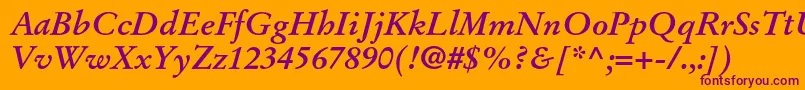 StempelgaramondltstdBoldit-Schriftart – Violette Schriften auf orangefarbenem Hintergrund