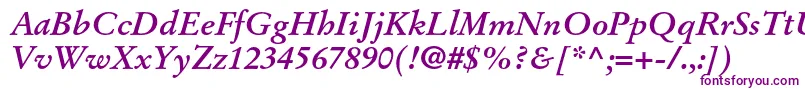 Шрифт StempelgaramondltstdBoldit – фиолетовые шрифты на белом фоне