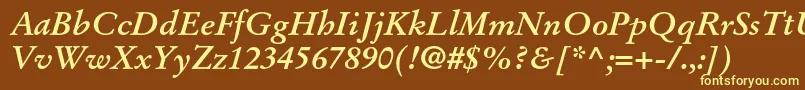 StempelgaramondltstdBoldit-fontti – keltaiset fontit ruskealla taustalla