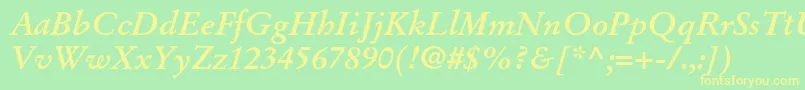 StempelgaramondltstdBoldit Font – Yellow Fonts on Green Background