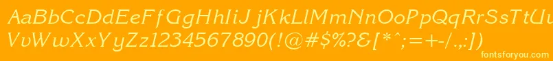 KorinnaNormalItalic Font – Yellow Fonts on Orange Background