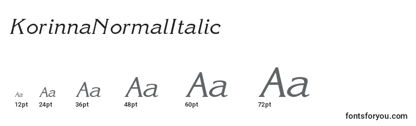Размеры шрифта KorinnaNormalItalic