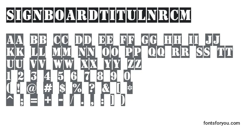 Schriftart Signboardtitulnrcm – Alphabet, Zahlen, spezielle Symbole