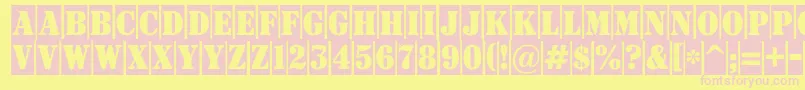 Signboardtitulnrcm-fontti – vaaleanpunaiset fontit keltaisella taustalla