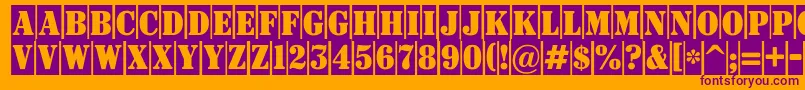 Signboardtitulnrcm-fontti – violetit fontit oranssilla taustalla