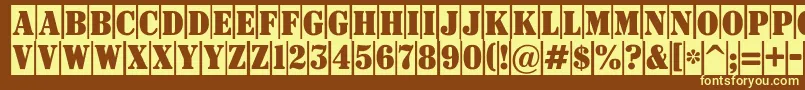 Signboardtitulnrcm-fontti – keltaiset fontit ruskealla taustalla