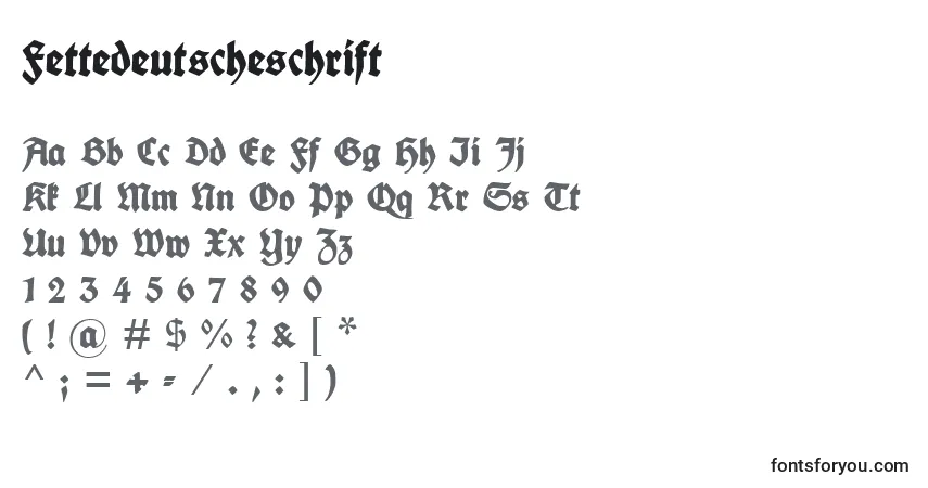 A fonte Fettedeutscheschrift – alfabeto, números, caracteres especiais