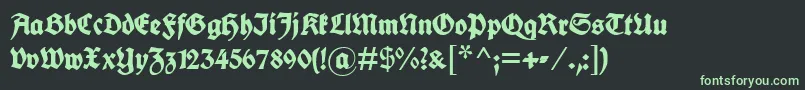 フォントFettedeutscheschrift – 黒い背景に緑の文字