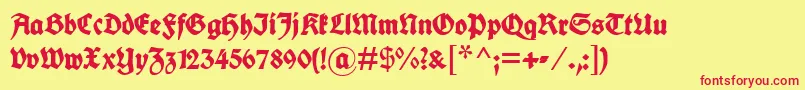 Fettedeutscheschrift Font – Red Fonts on Yellow Background