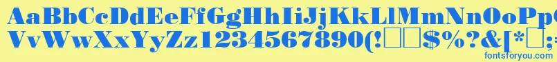 Standardposterctt-Schriftart – Blaue Schriften auf gelbem Hintergrund