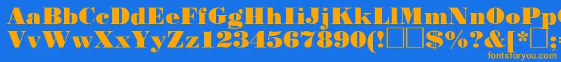 Standardposterctt-Schriftart – Orangefarbene Schriften auf blauem Hintergrund