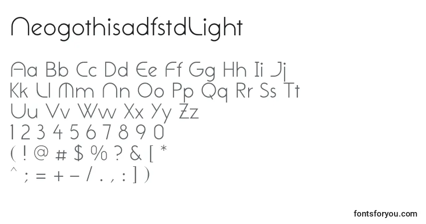 Шрифт NeogothisadfstdLight – алфавит, цифры, специальные символы