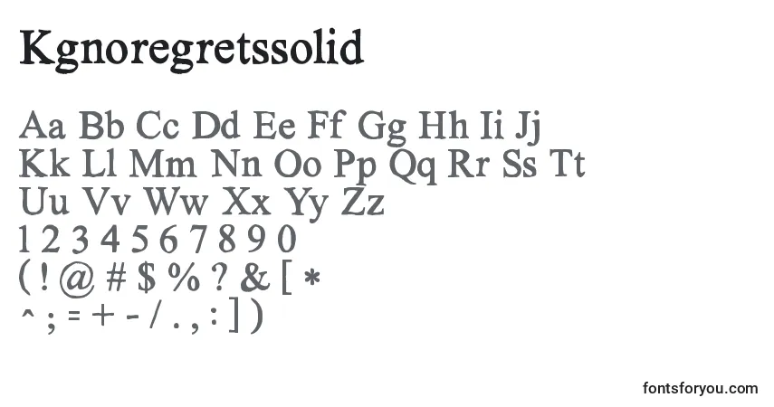 A fonte Kgnoregretssolid – alfabeto, números, caracteres especiais