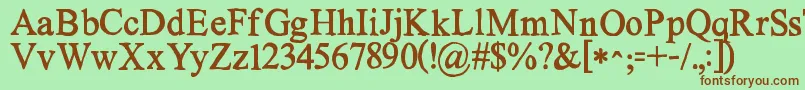 Kgnoregretssolid-Schriftart – Braune Schriften auf grünem Hintergrund