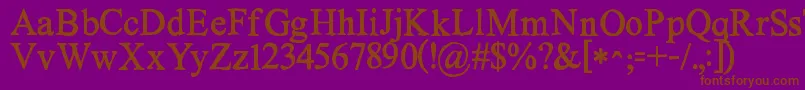 Kgnoregretssolid-Schriftart – Braune Schriften auf violettem Hintergrund