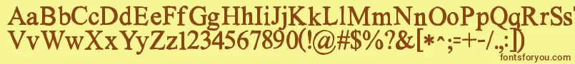 Kgnoregretssolid-Schriftart – Braune Schriften auf gelbem Hintergrund