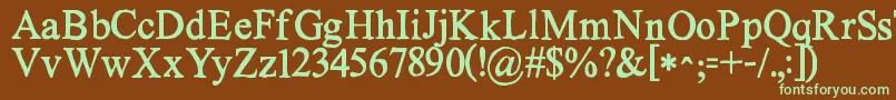 Kgnoregretssolid-Schriftart – Grüne Schriften auf braunem Hintergrund