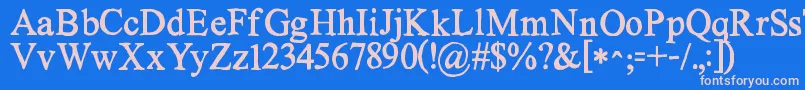 フォントKgnoregretssolid – ピンクの文字、青い背景