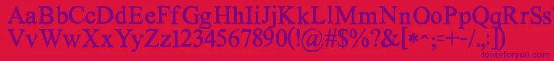 フォントKgnoregretssolid – 赤い背景に紫のフォント