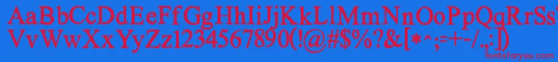 Czcionka Kgnoregretssolid – czerwone czcionki na niebieskim tle