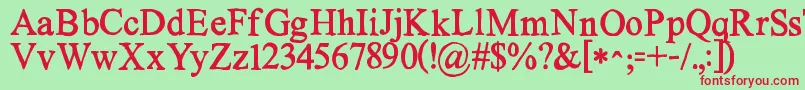 フォントKgnoregretssolid – 赤い文字の緑の背景