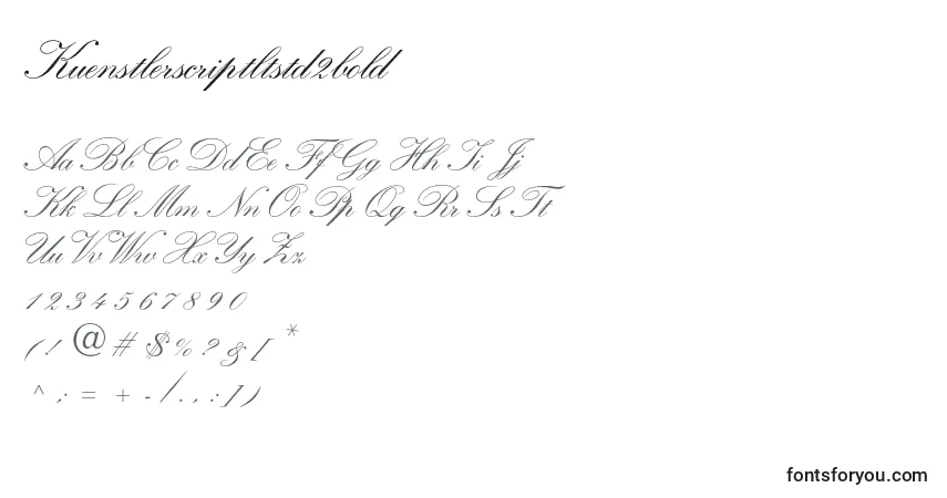 A fonte Kuenstlerscriptltstd2bold – alfabeto, números, caracteres especiais