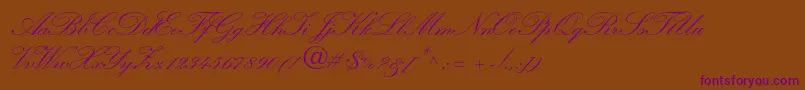 Więcej informacji o czcionce Kuenstlerscriptltstd2bold Czcionka Kuenstlerscriptltstd2bold – fioletowe czcionki na brązowym tle
