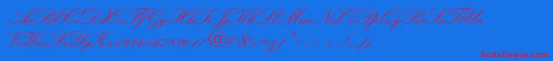 Kuenstlerscriptltstd2bold-Schriftart – Rote Schriften auf blauem Hintergrund