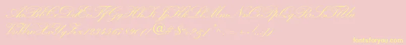 Kuenstlerscriptltstd2bold-Schriftart – Gelbe Schriften auf rosa Hintergrund