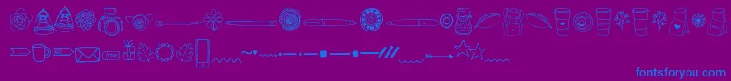 Fonte MaggieMaeDoodles – fontes azuis em um fundo violeta