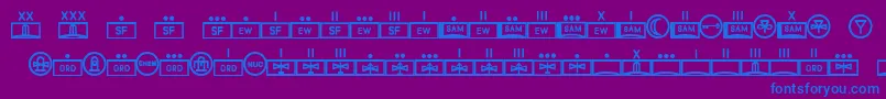 フォントEsriMilred01 – 紫色の背景に青い文字