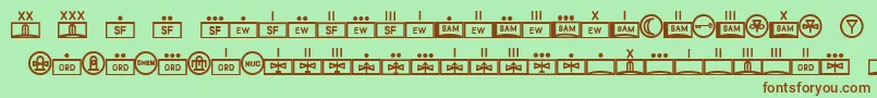 Fonte EsriMilred01 – fontes marrons em um fundo verde