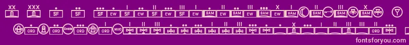 EsriMilred01-fontti – vaaleanpunaiset fontit violetilla taustalla