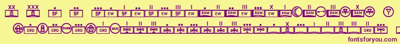 フォントEsriMilred01 – 紫色のフォント、黄色の背景